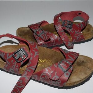 PAPILLIO birkenstock red gray strappy sandals 37 L 6